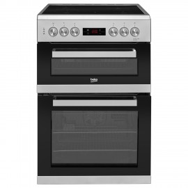 BEKO 60cm Double Oven Electric Cooker with Ceramic Hob SILVER | KDC653S
