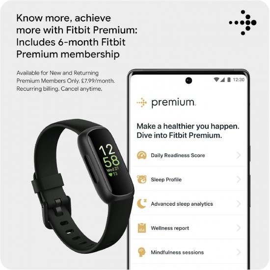 Fitbit Inspire 3 Smart Fitness Tracker Exercise Watch Midnight Zen | 79-FB424BKBK