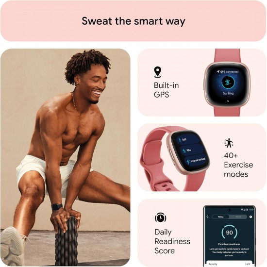Fitbit Versa 4 Smart Fitness Tracker Exercise Watch Pink Sand Copper Rose | 79-FB523RGRW