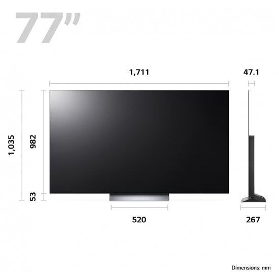 LG 77" OLED C3 Evo 4K HDR Ultra HD HDR Smart TV 2023 | OLED77C34LA