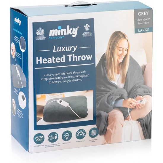 MINKY Electric Heated Throw GREY | MNKELBKG01