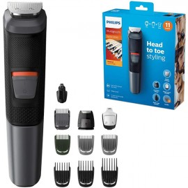Philips MG5730/33 11-in-1 All-In-One Trimmer, Series 5000 Grooming Kit for Beard, Hair & Body with 11 Attachments, Including Nose Trimmer, Self-Sharpening Metal Blades ds 