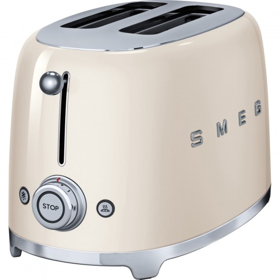 SMEG 50's Retro Style Aesthetic 2 Slice Toaster CREAM | TSF01CRUK