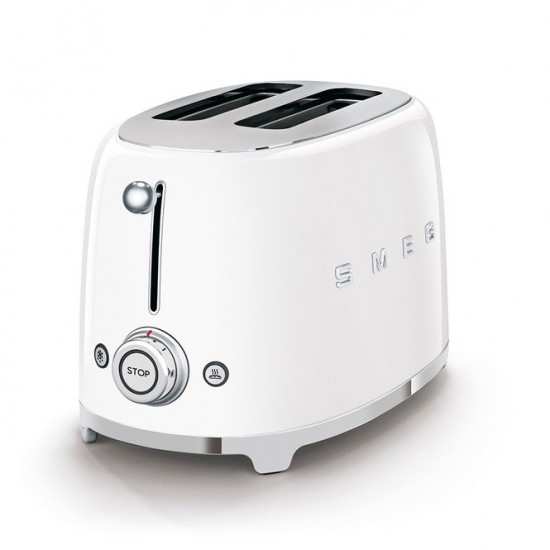 SMEG 50's Retro Style Aesthetic 2 Slice Toaster WHITE | TSF01WHUK