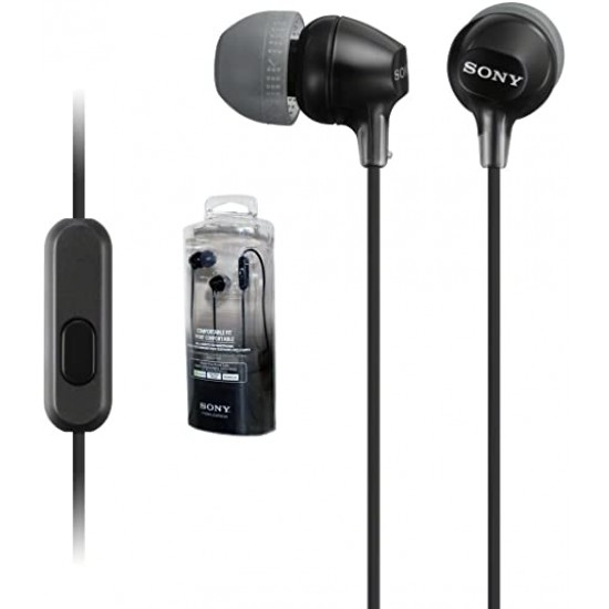 SONY Earphones with Smartphone Mic & Control BLACK | MDR-EX15AP