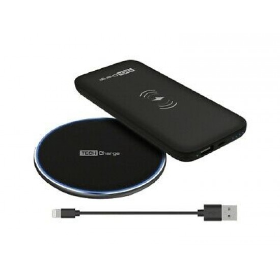 TECHCHARGE 5000mAh Wireless Power Bank Charger and Charging Pad | TC1734