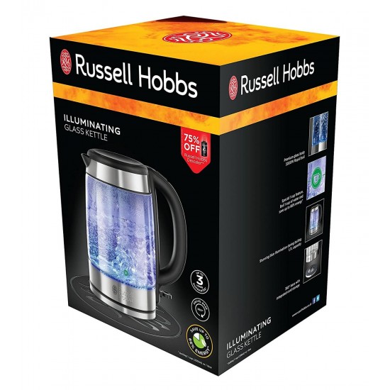 Russell Hobbs Illuminating Glass Kettle in Black | 21600