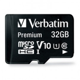 Verbatim 32GB Premium microSDHC Memory Card with Adapter, UHS-I V10 U1 Class 10 | 44083