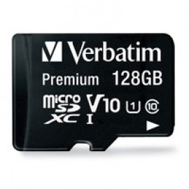 Verbatim 128GB Premium microSDXC Memory Card with Adapter, UHS-I Class 10 | 44085