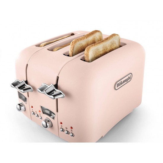 De'Longhi Argento Flora Pink 4 Slice Toaster | CT04.PK